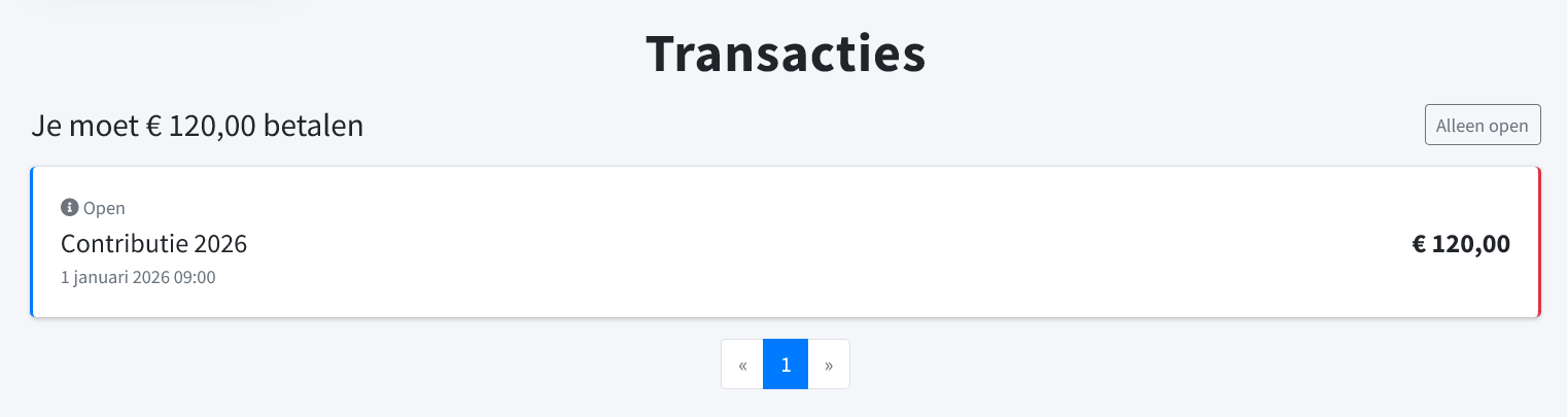 Persoonlijk overzicht van openstaande transacties